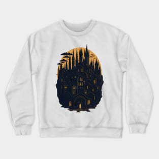 Medieval Cityscape Abstarct cartoon Moonlight Crewneck Sweatshirt